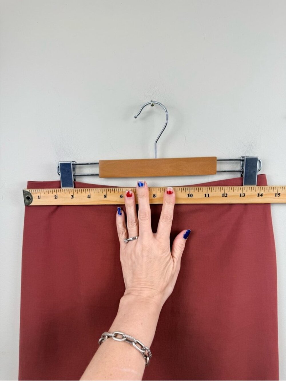 Jeremy Laing brick orange skirt with slit up front medium - Picture 6 of 12